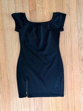 Little Black Dress Mini Dress with Zipper Slit
